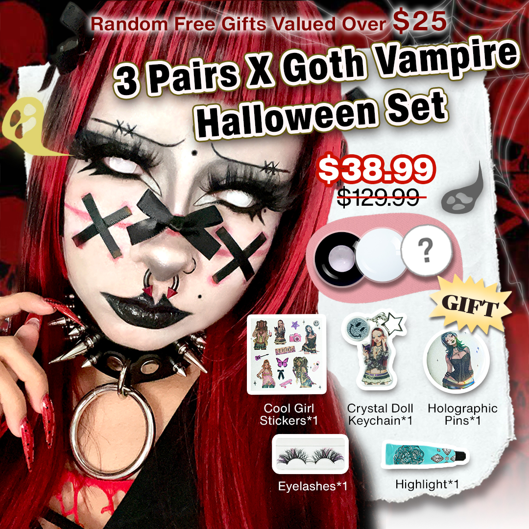 3 Pairs X Goth Vampire Halloween Set | Bigger (Customized✨)