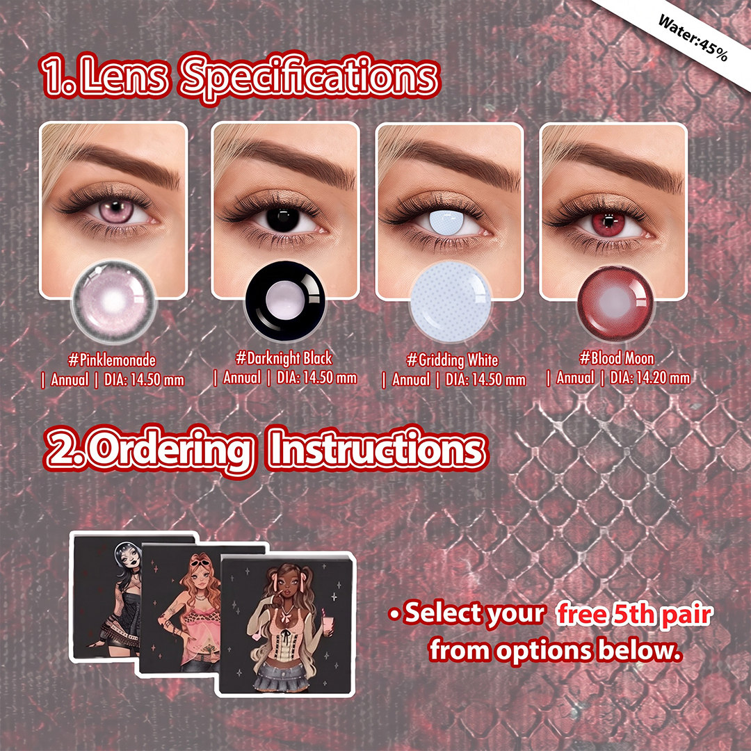 Summer Essential X 5 Pairs Enlarge Doll Eye Contacts Set | Red (Customized✨）