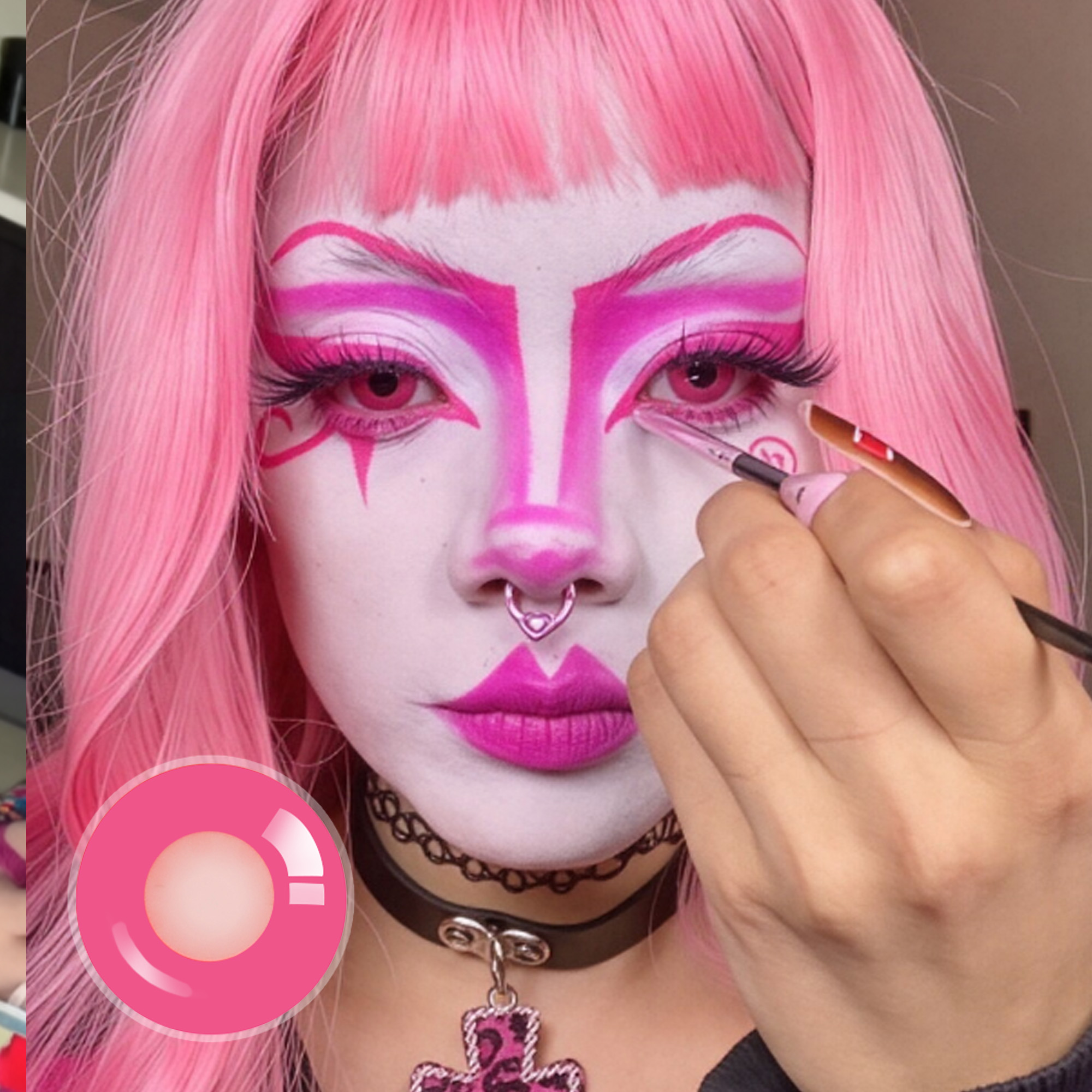 weirddoll.exe X Pure Pink Colored Contact Lenses