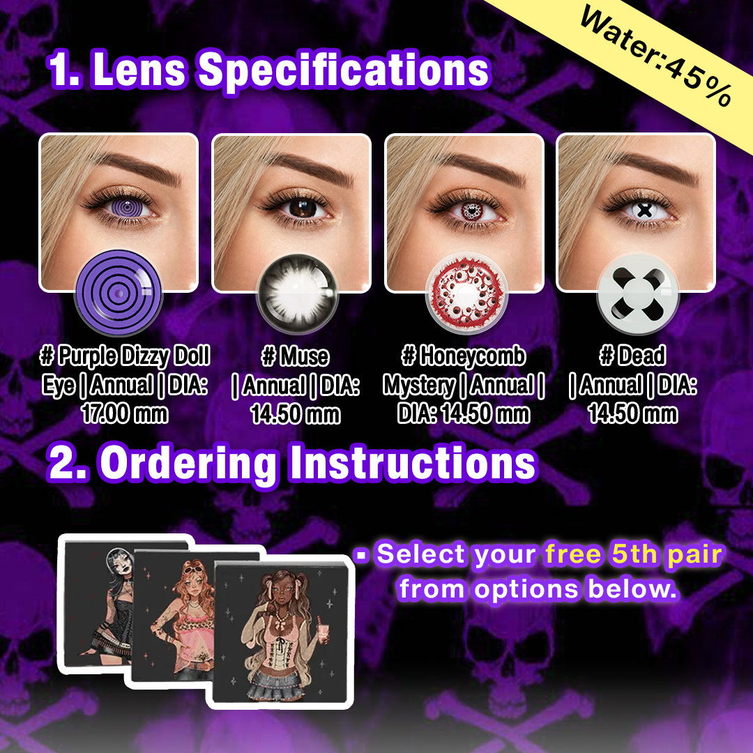5 Pairs X Purple Clown Halloween Set | 17mm (Customized✨)