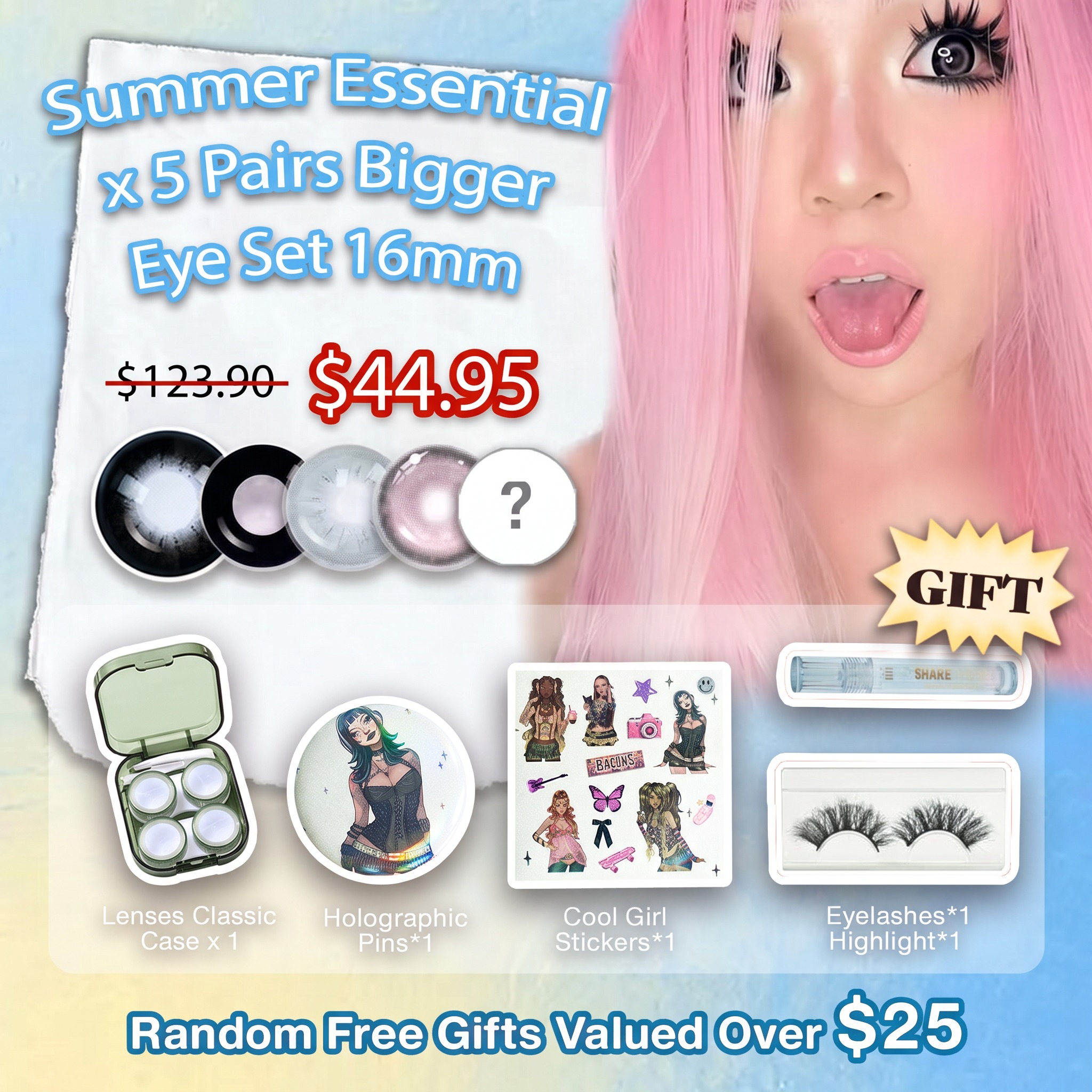 Summer Essential X 5 Pairs Bigger Eye Set 16mm | 1 Year (Customized✨)