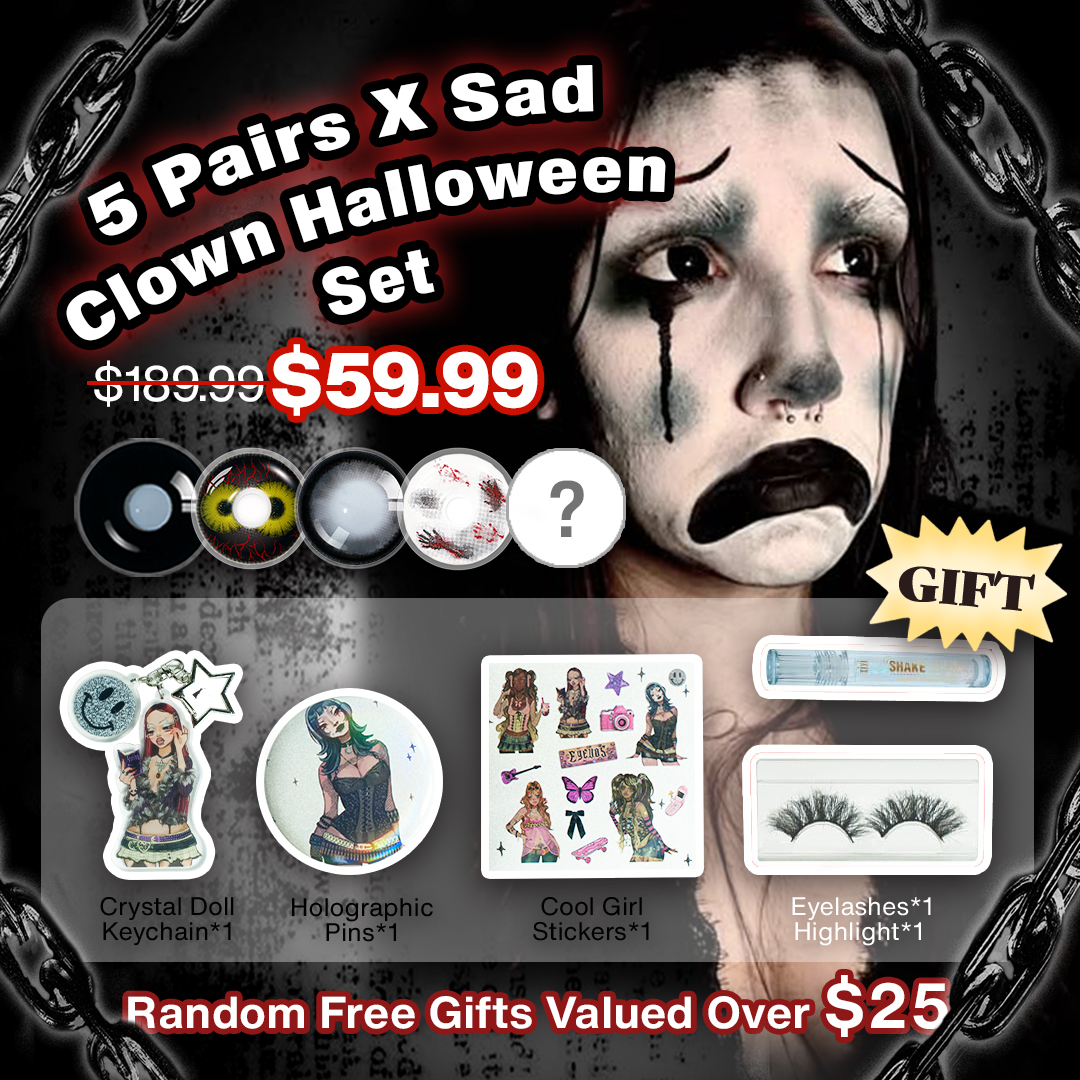 5 Pairs X Sad Clown Halloween Set | 17mm (Customized✨)