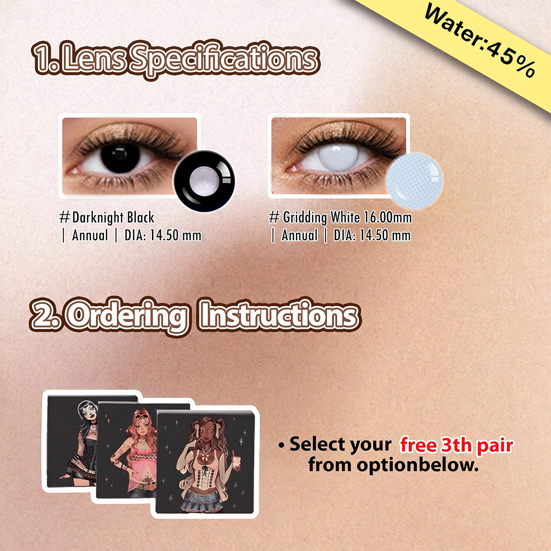 3 Pairs Dolly Bigger Eye Set | Enlarge | Black (Customized✨）