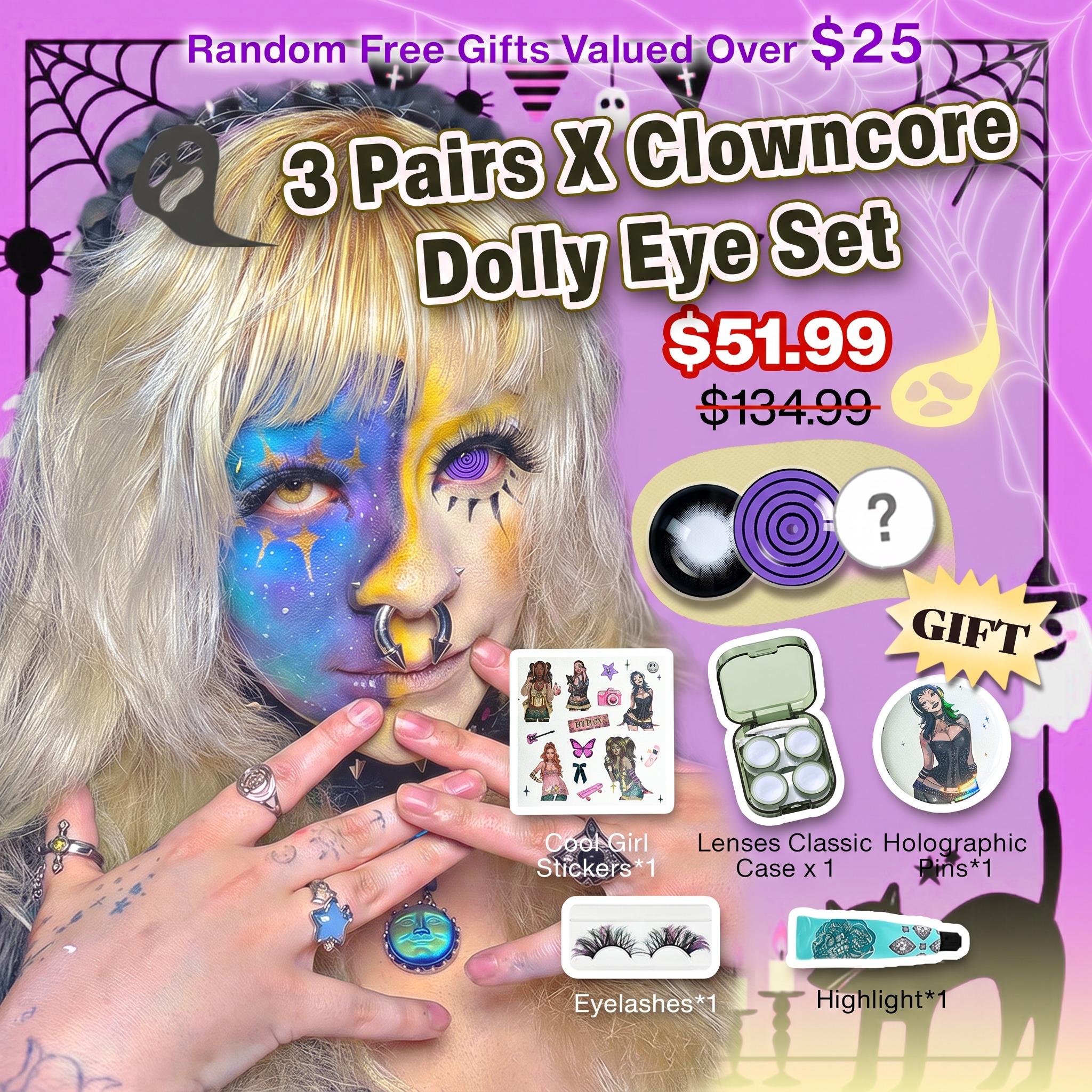  3 Pairs X Clowncore Dolly Eye Set | Enlarge (Customized✨)