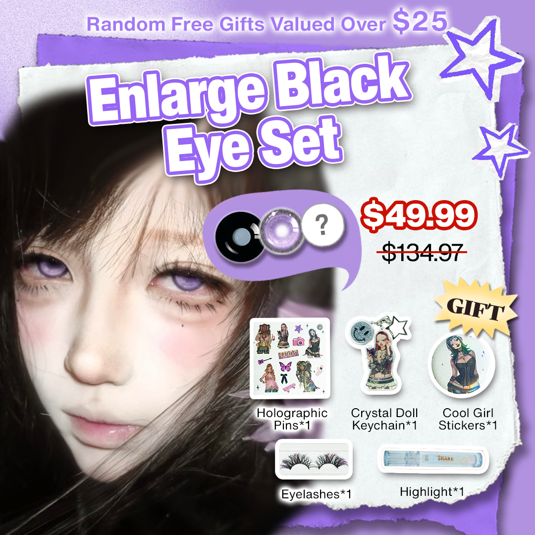 3 Paris x Enlarge Black Eye Set | Purple | 17mm (Customized✨)