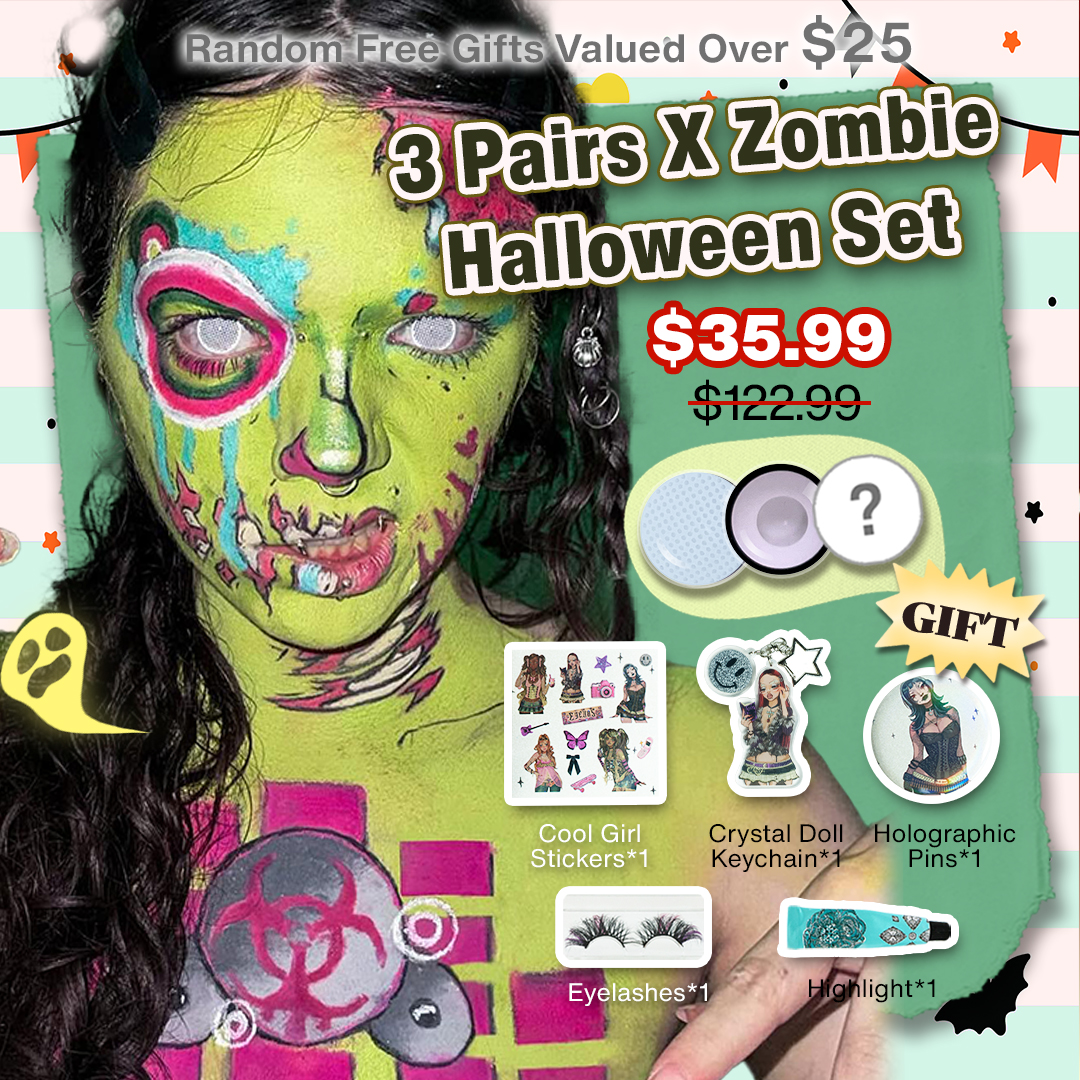 3 Pairs X Zombie Halloween Set
