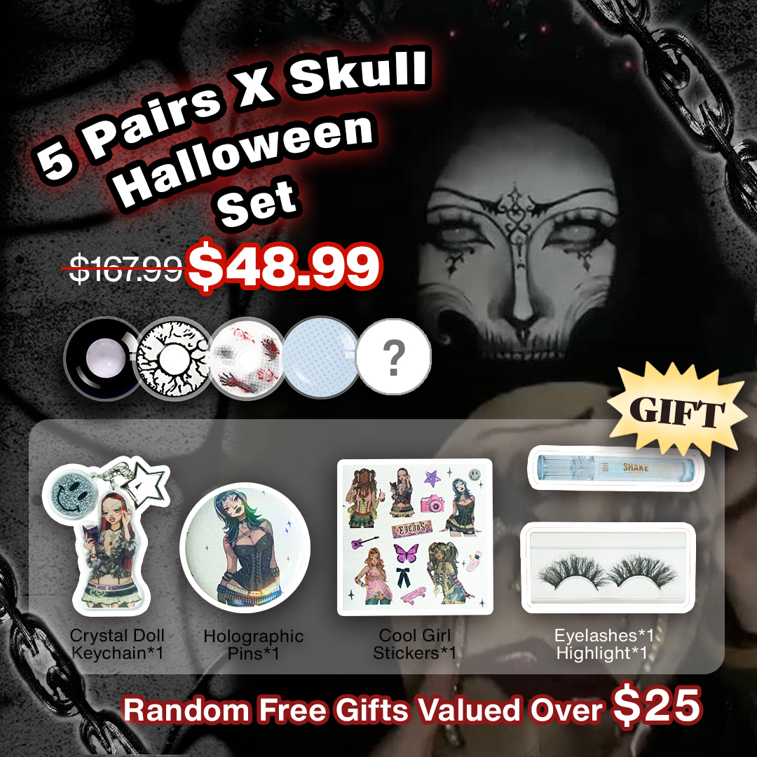 5 Pairs X Skull Halloween Set
