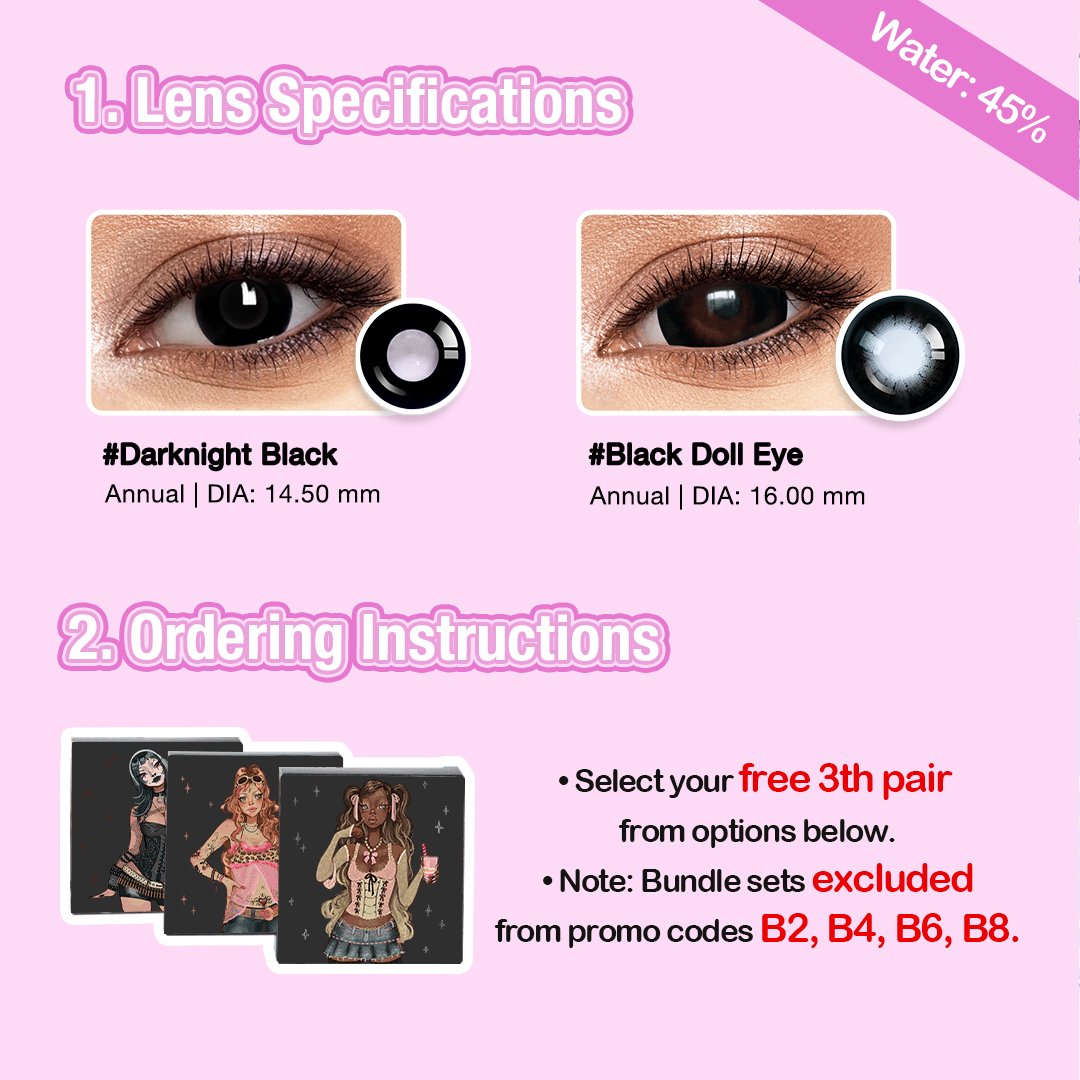 3 Pairs Set | Bigger | Dolly | Enlarge | Black | 17mm*16mm (Customized✨)