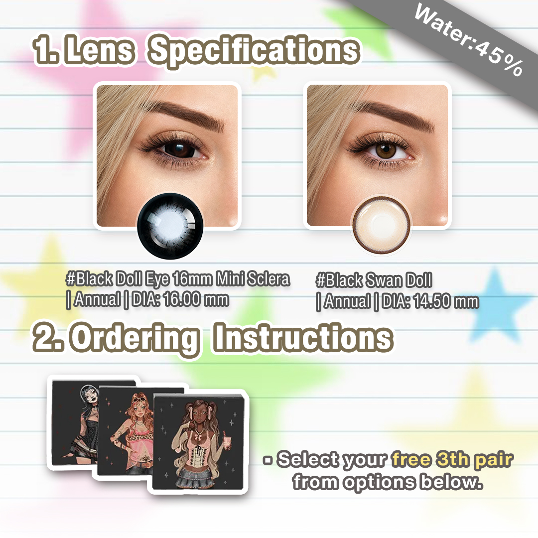 Back to School X 3 Pairs Bigger Black Eye Set | 16mm (Customized✨)