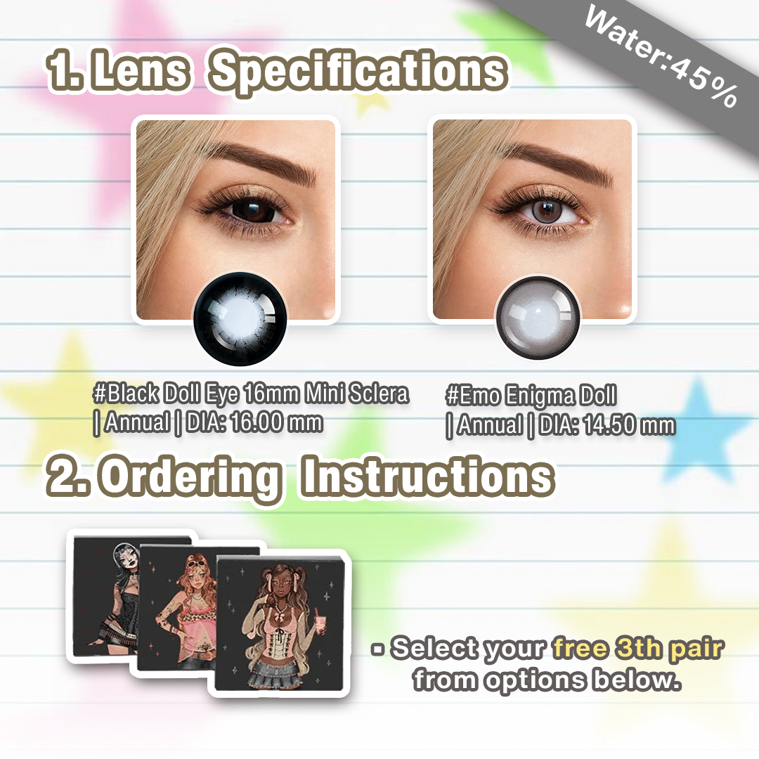 Back to School X 3 Pairs Bigger Black Eye Set | 16mm (Customized✨)