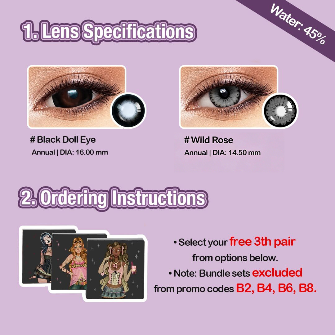 3 Pairs X Eye Enlarging Set | Bigger | Black (Customized✨)