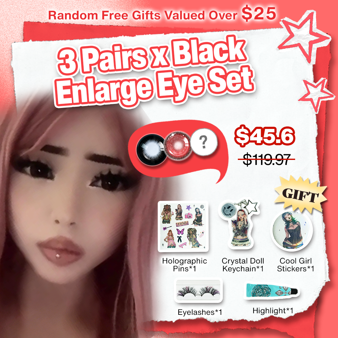 3 Pairs x Black Enlarge Eye | Red | Doll | 16 mm | 1 Year (Customized✨)