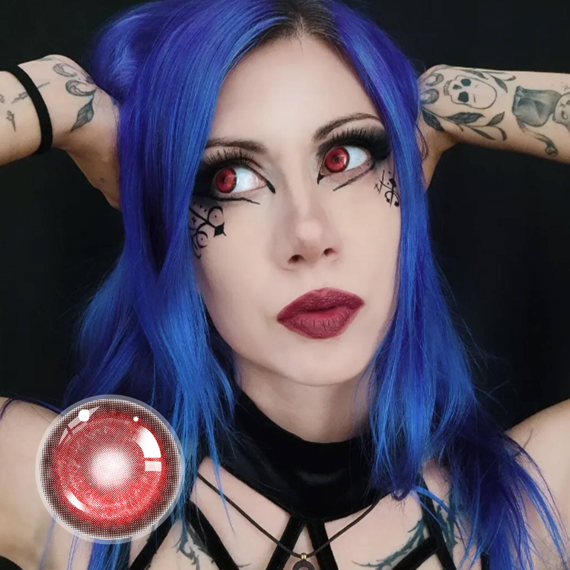 silver_icy X Raspberry Fizz Red Contact Lenses