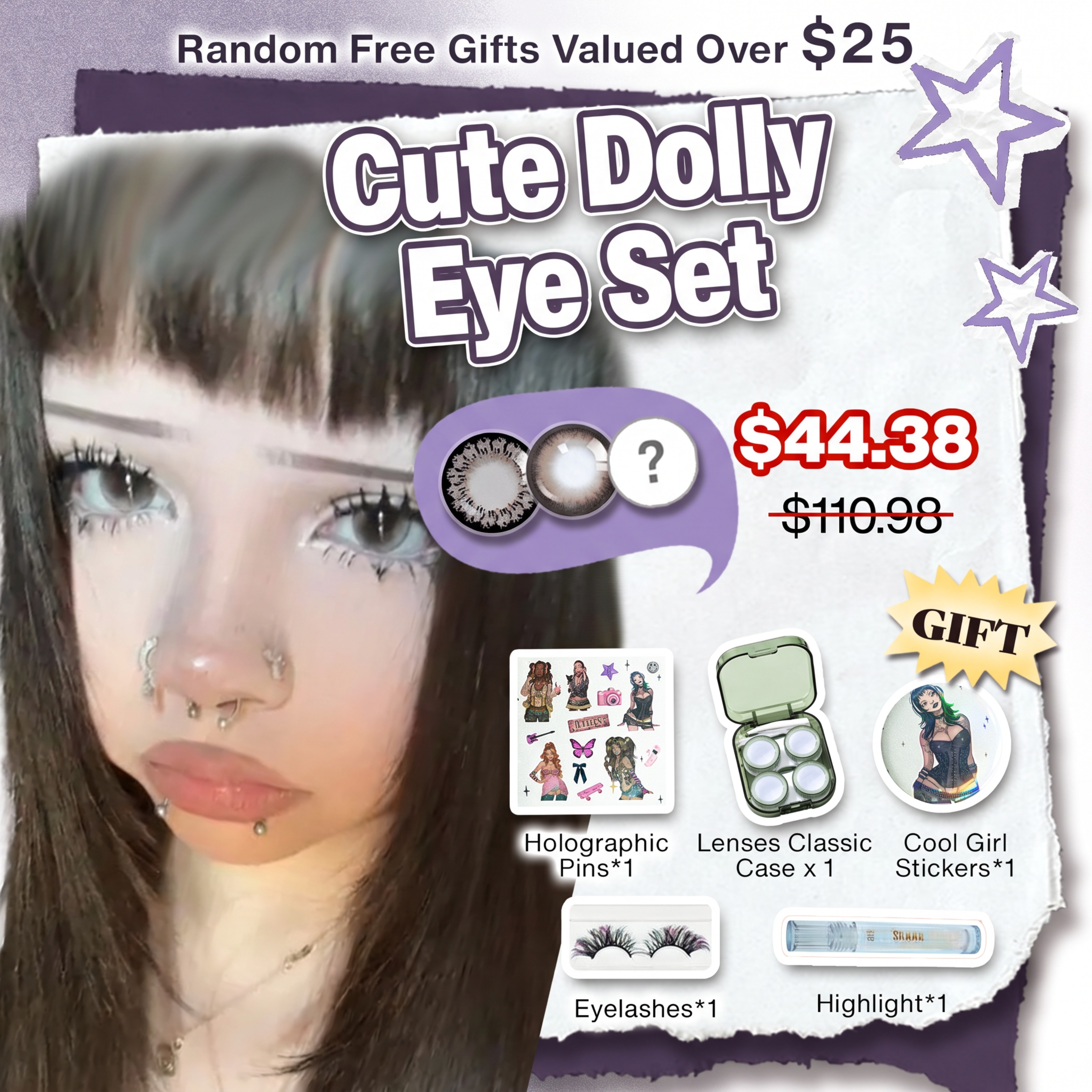 3 Pairs X Cute Dolly Eye Set | Bigger | Brown (Customized✨)