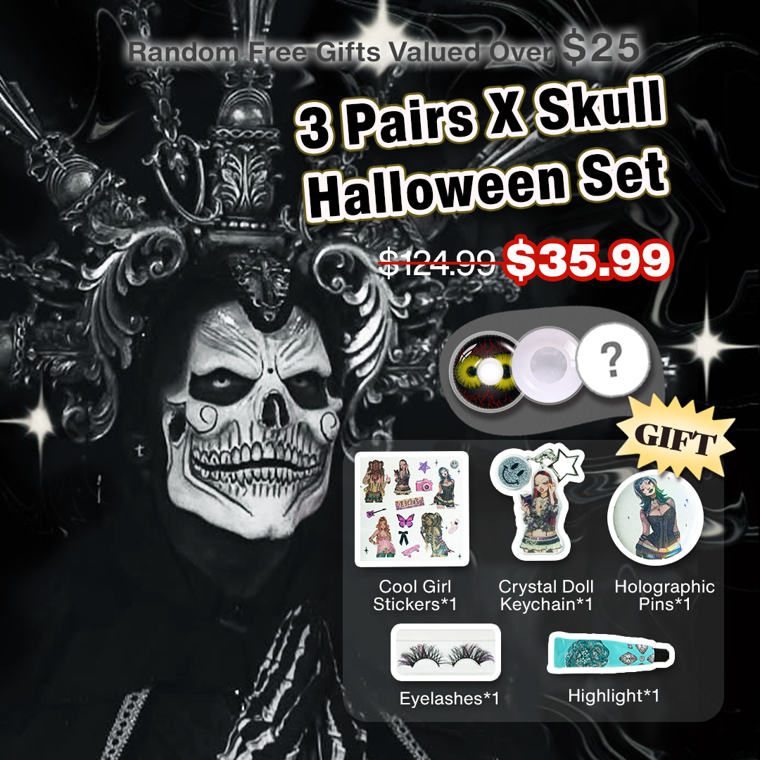3 Pairs X Skull Halloween Set | Enlarge (Customized✨)
