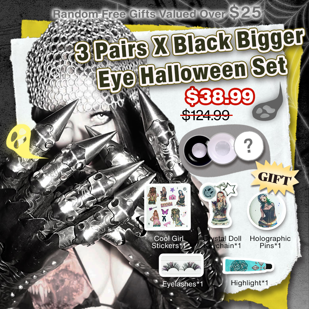 3 Pairs X Black Bigger Eye Halloween Set | Enlarge (Customized✨)