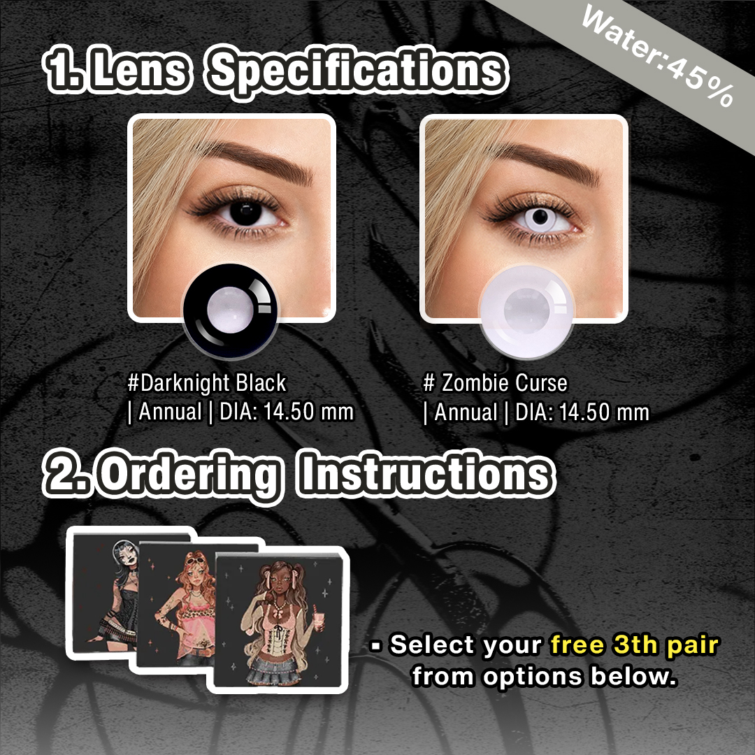 3 Pairs X Black Bigger Eye Halloween Set | Enlarge (Customized✨)