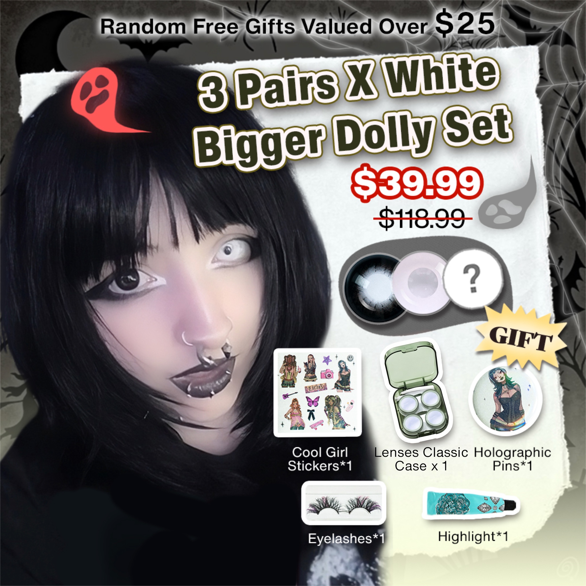 3 Pairs X White Bigger Dolly Set | Enlarge (Customized✨)