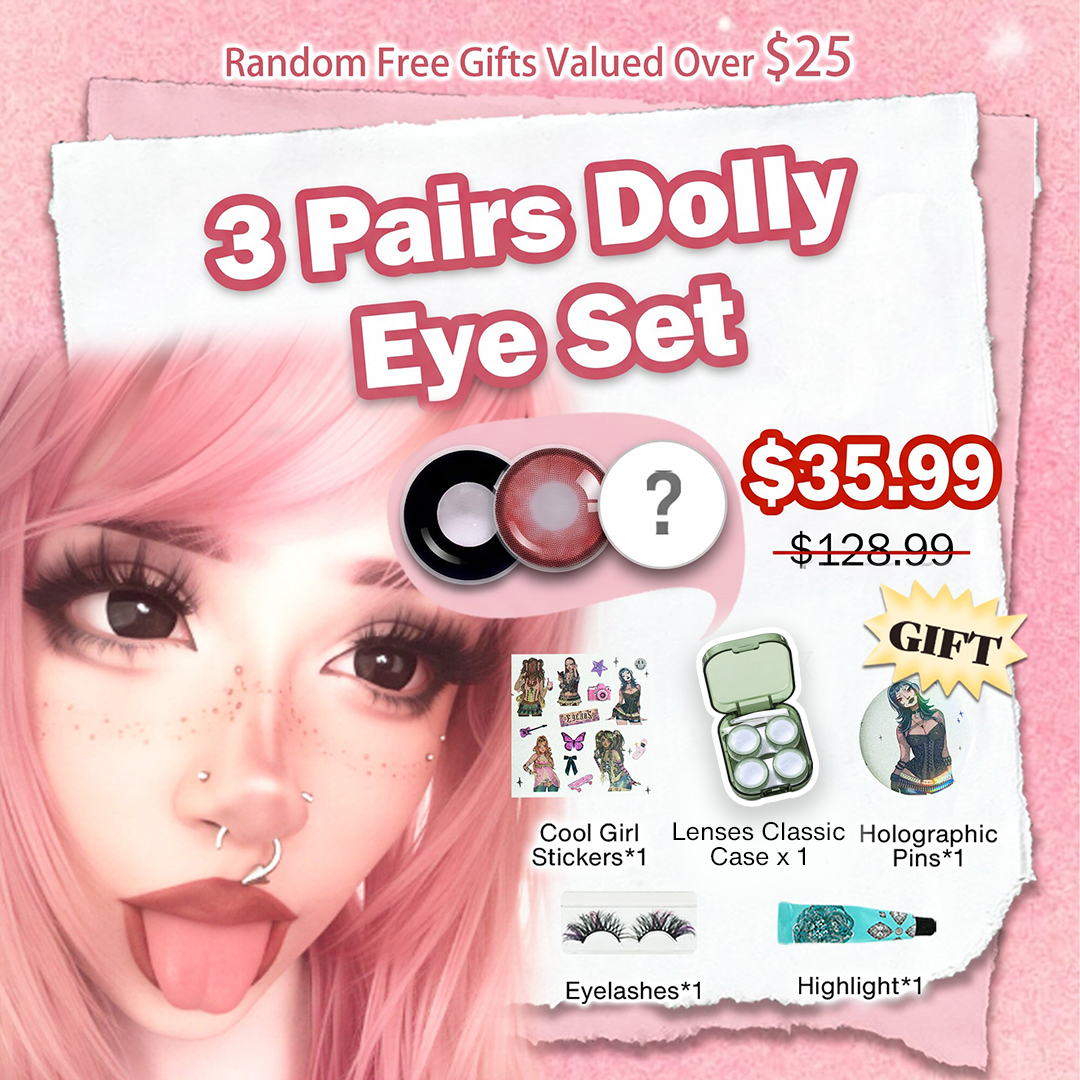 3 Pairs Dolly Eye Set | Enlarge | Red (Customized✨)