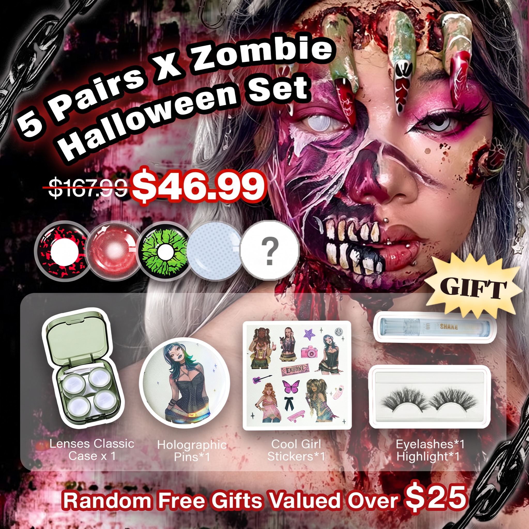 5 Pairs X Zombie Halloween Set (Customized✨)