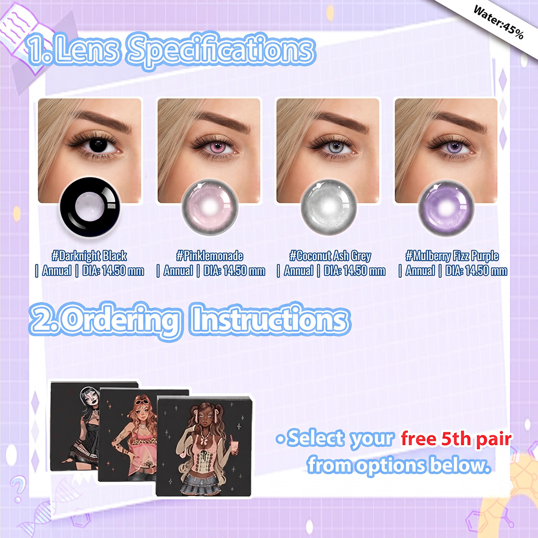 Back to School X 5 Pairs Purple Dolly Eye Set | Bigger (Customized✨)