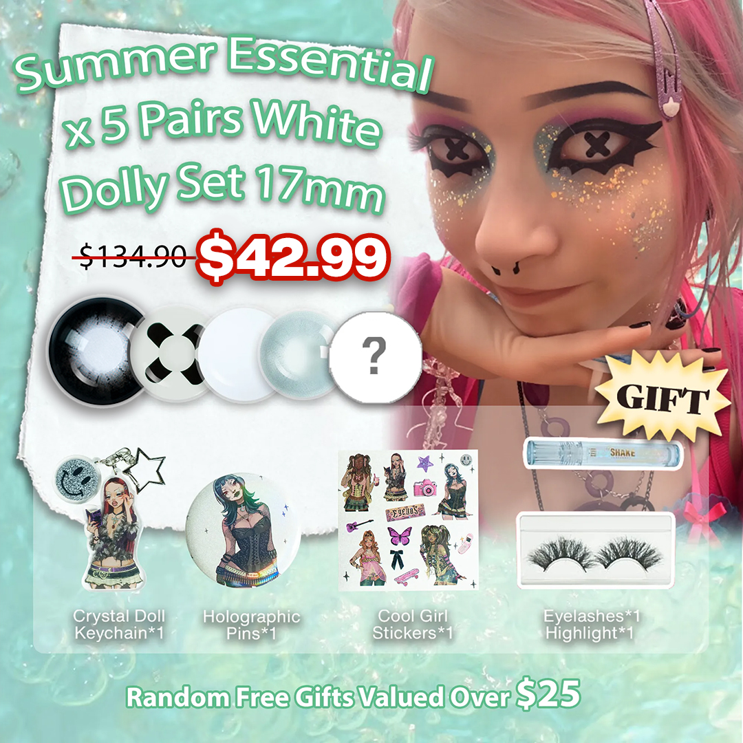 Summer Essential X 5 Pairs White Dolly Set 17mm | 1 Year (Customized✨)