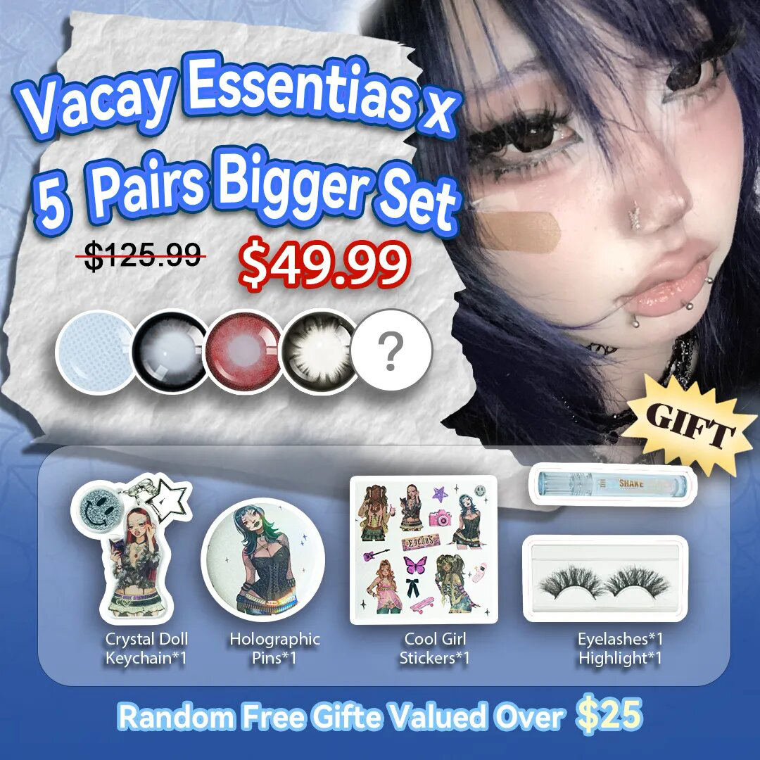 Vacay Essentials x 5 Pairs Bigger Eye Set | Enlarge | Cos | 1 Year (Customized✨) 
