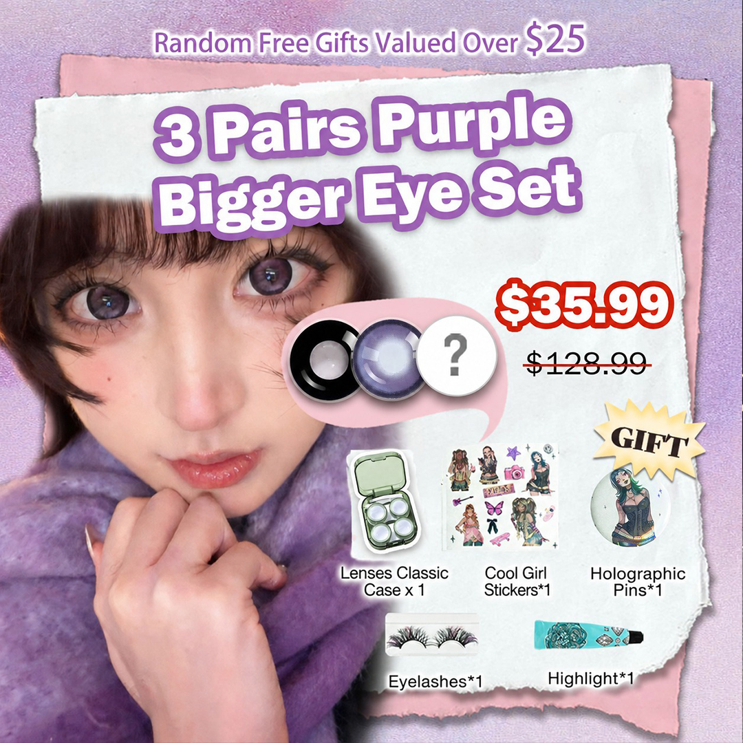 3 Pairs Bigger Dolly Eye Set | Enlarge | Purple (Customized✨)