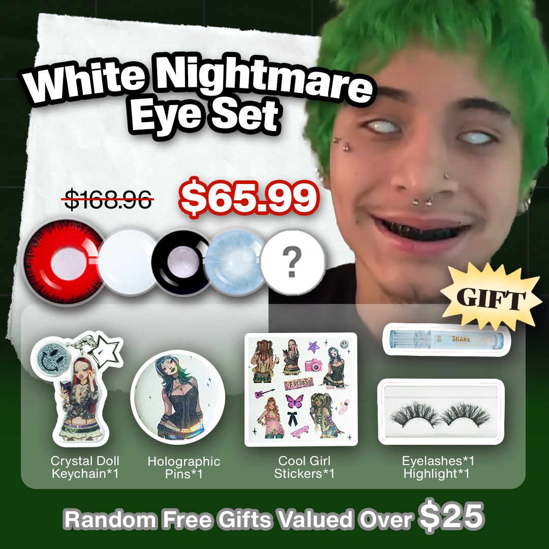 5 Pairs X White Nightmare Eye Set | 17mm | Black (Customized✨)