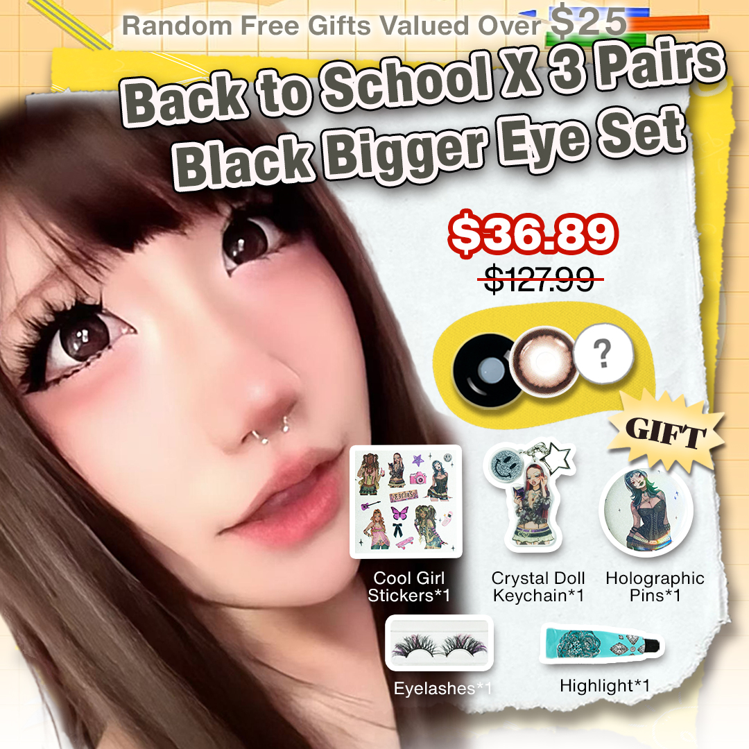 Back to School X 3 Pairs Black Bigger Eye Set | 17mm (Customized✨)