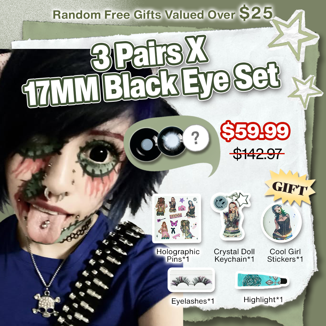 3 Pairs X 17MM Black Eye Set (Customized✨) 