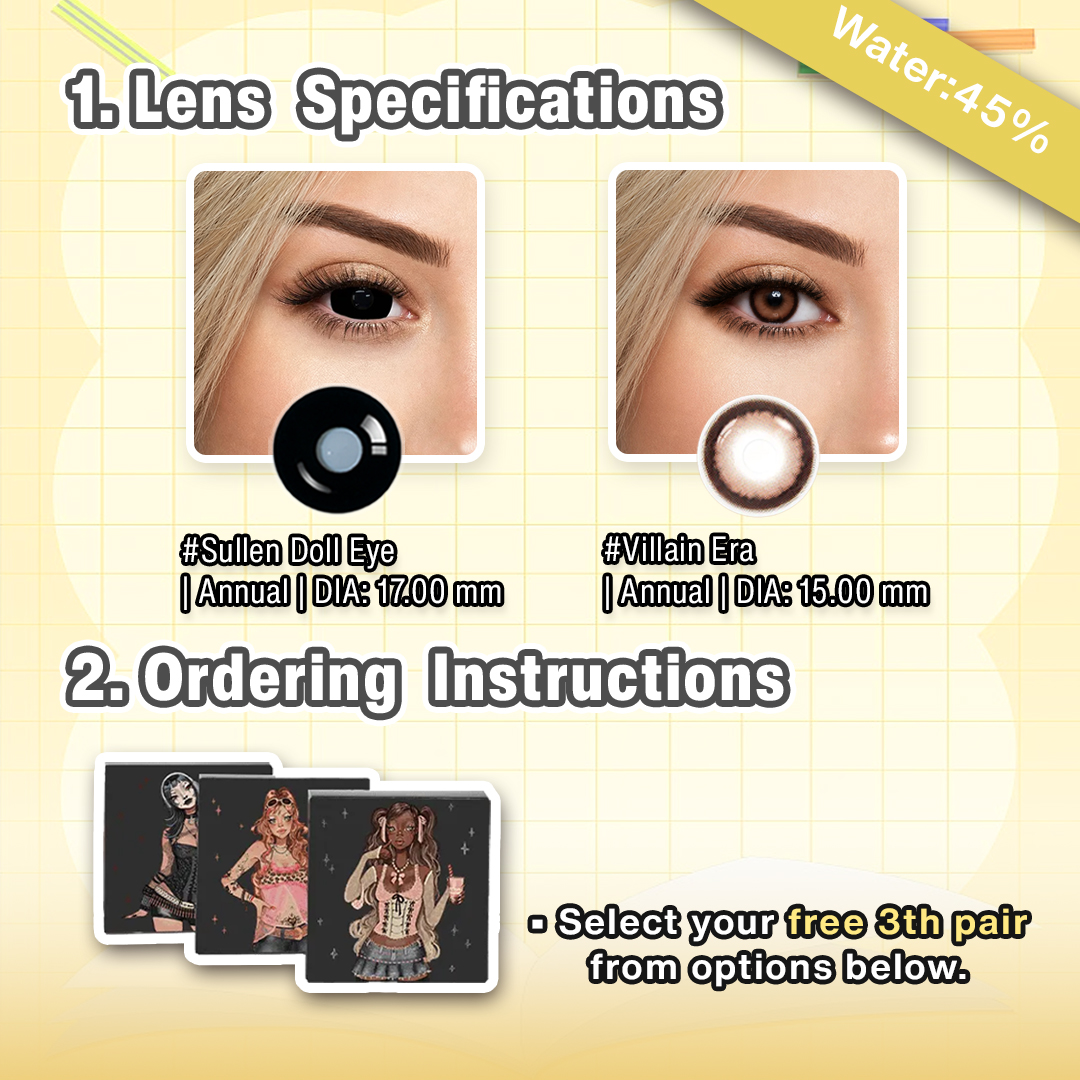 Back to School X 3 Pairs Black Bigger Eye Set | 17mm (Customized✨)