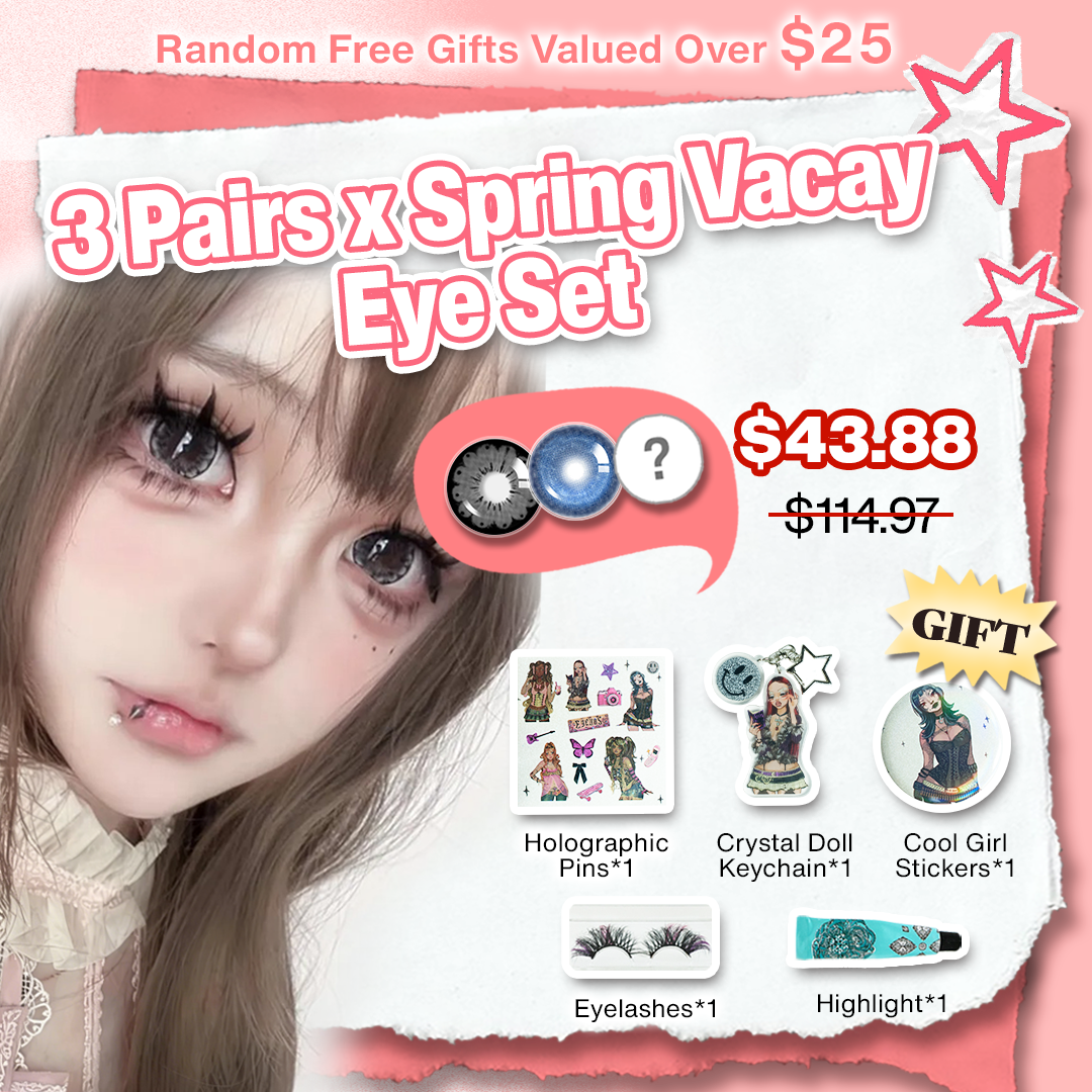 3 Pairs x Spring Vacay Eye Set | Black | Blue | 1 Year (Customized✨)