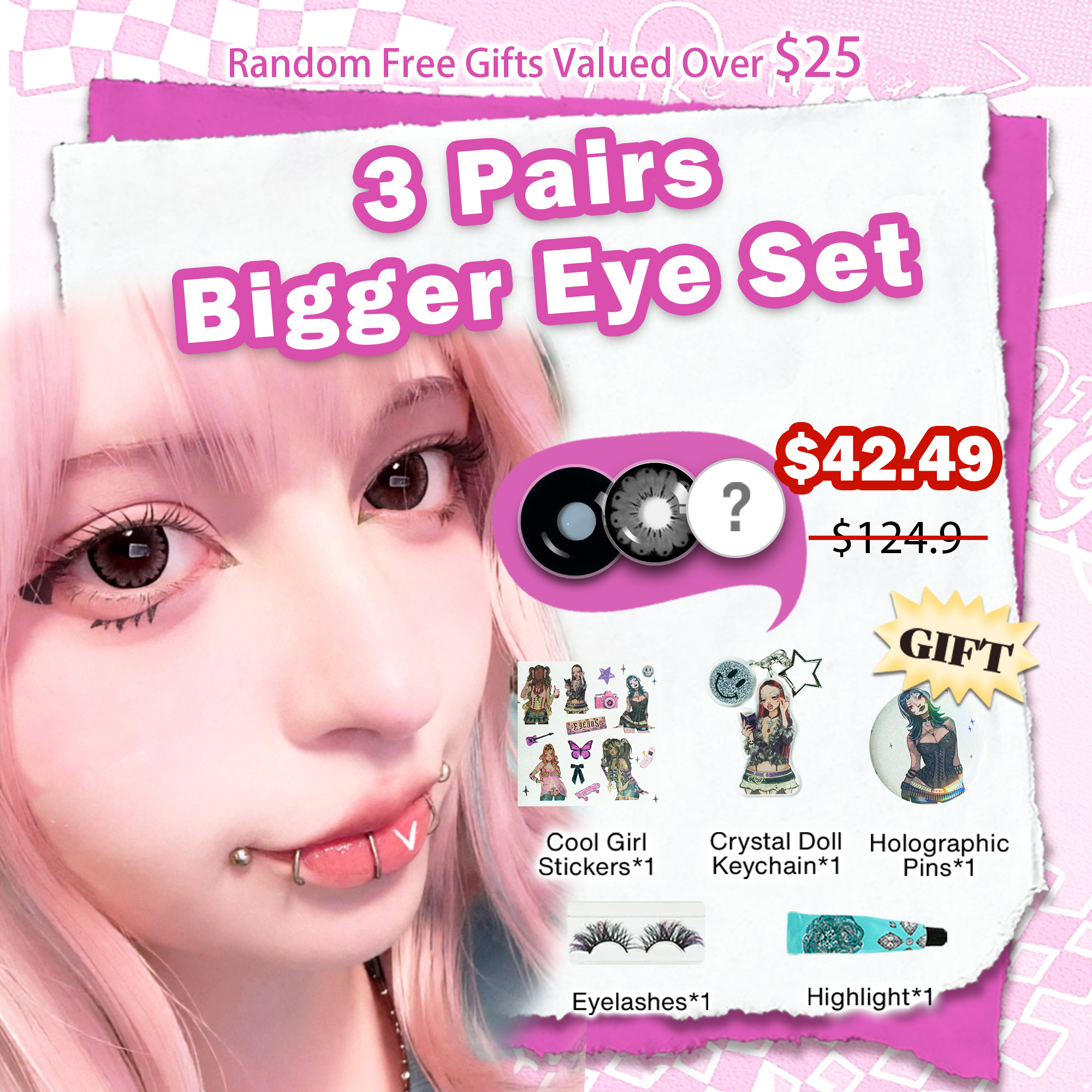 3 Pairs Bigger Eye Set | Enlarge | 17mm (Customized✨)