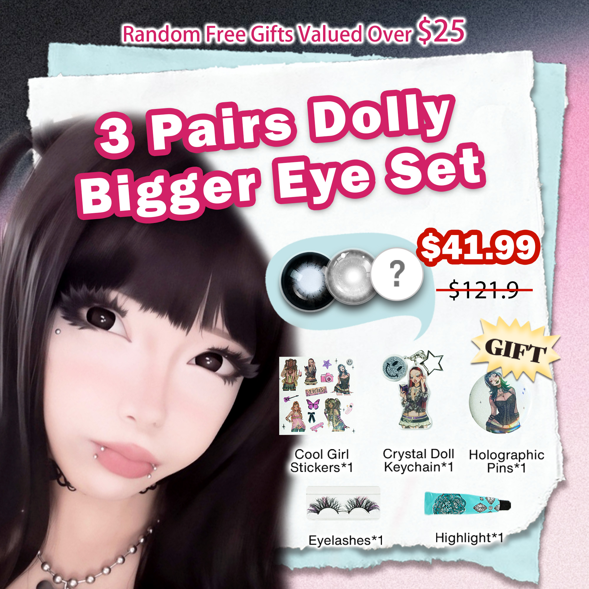 3 Pairs Dolly Bigger Eye Set | 16mm (Customized✨）