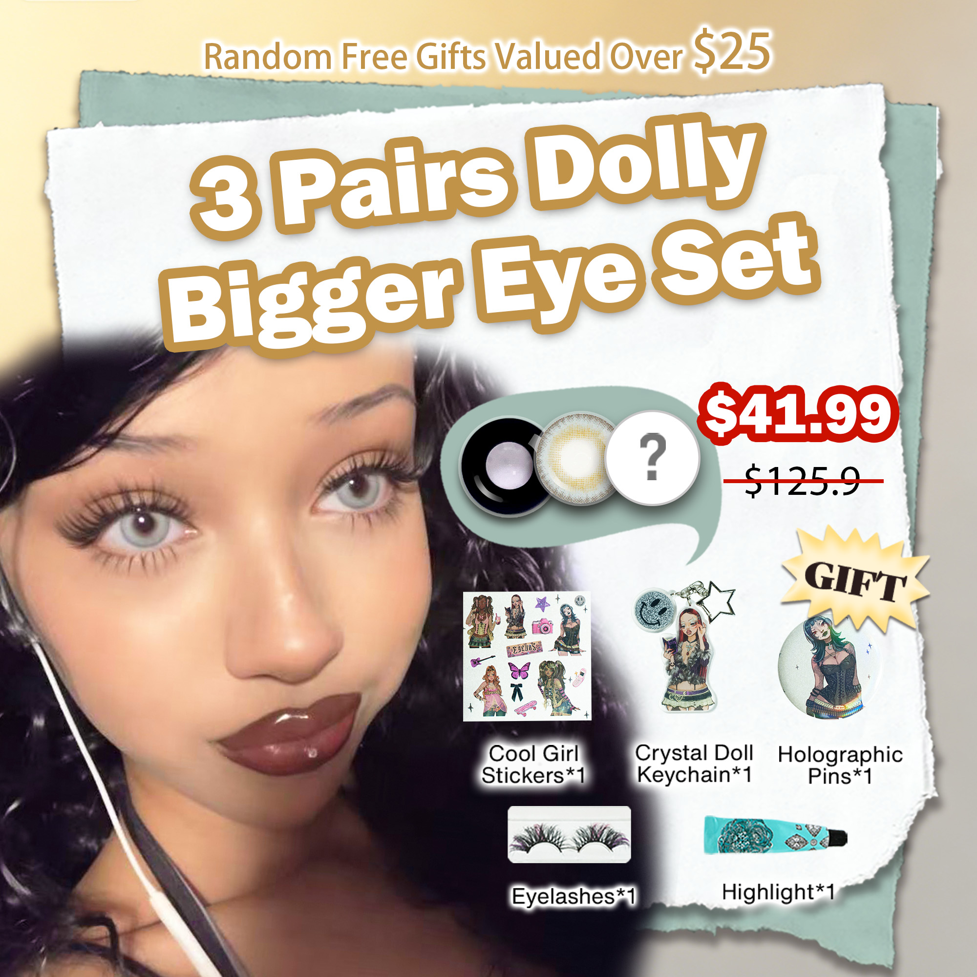  3 Pairs Dolly Bigger Eye Set | Enlarge (Customized✨)