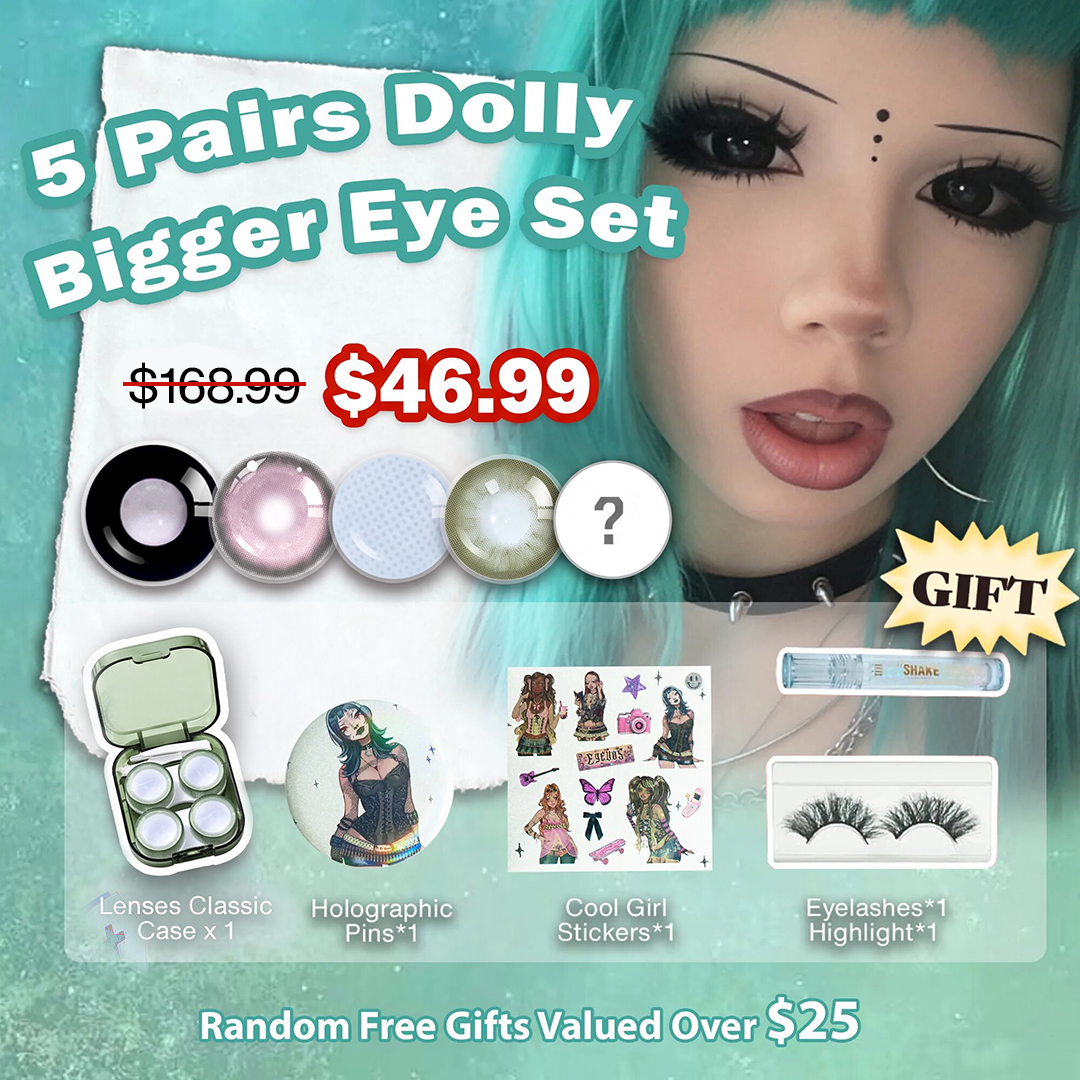 5 Pairs Dolly Bigger Eye Set | Black | Enlarge (Customized✨)