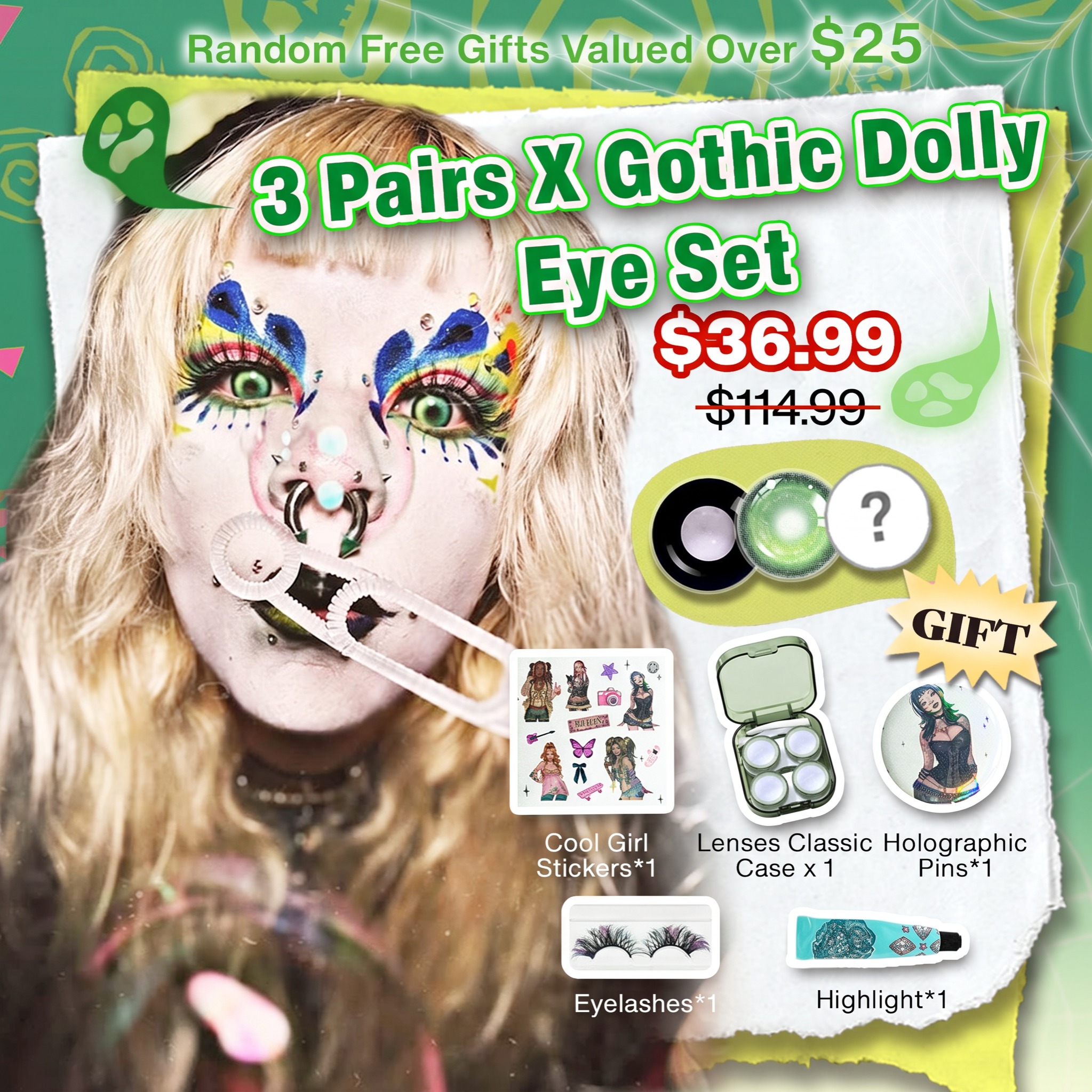3 Pairs X Gothic Dolly Eye Set | Bigger (Customized✨)