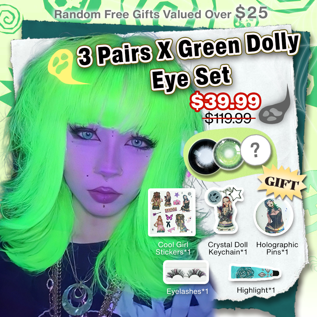 3 Pairs X Green Dolly Eye Set | Bigger (Customized✨)