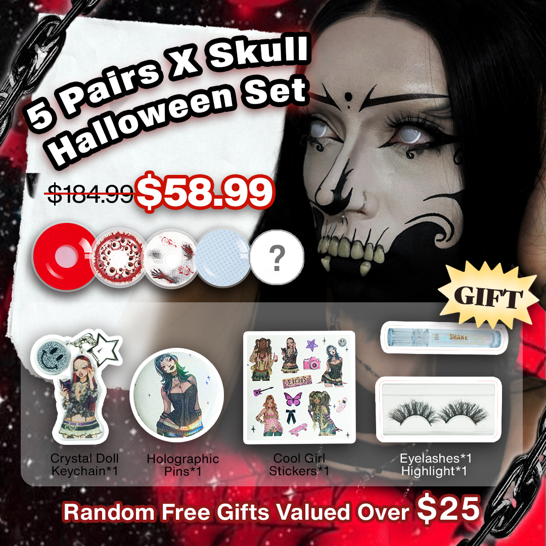 5 Pairs X Skull Halloween Set | 17mm (Customized✨)