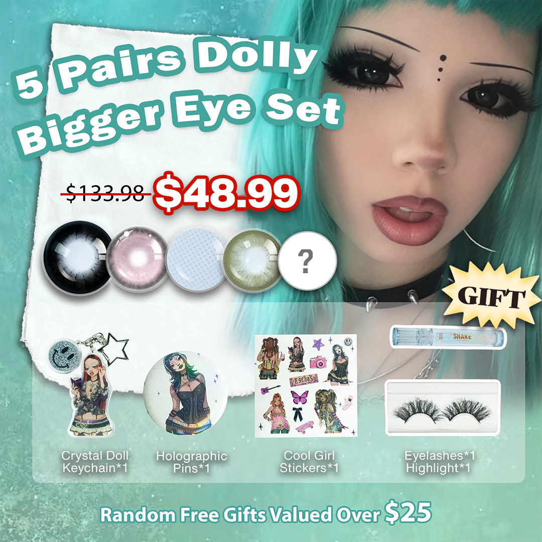 5 Pairs Dolly Bigger Eye Set | Black | Enlarge | 16mm (Customized✨)