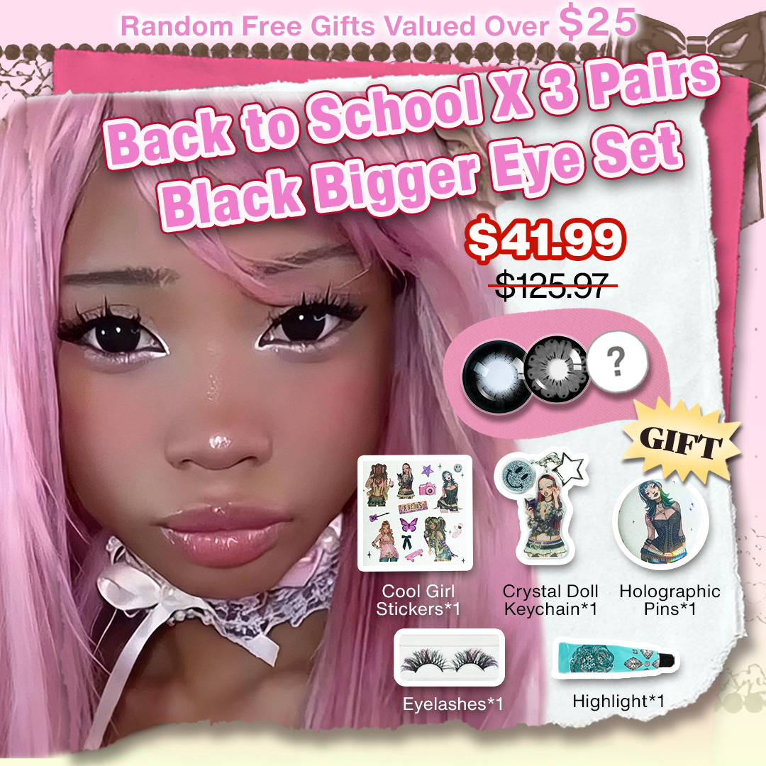 Back to School X 3 Pairs Black Bigger Eye Set | Bigger | 16mm (Customized✨)