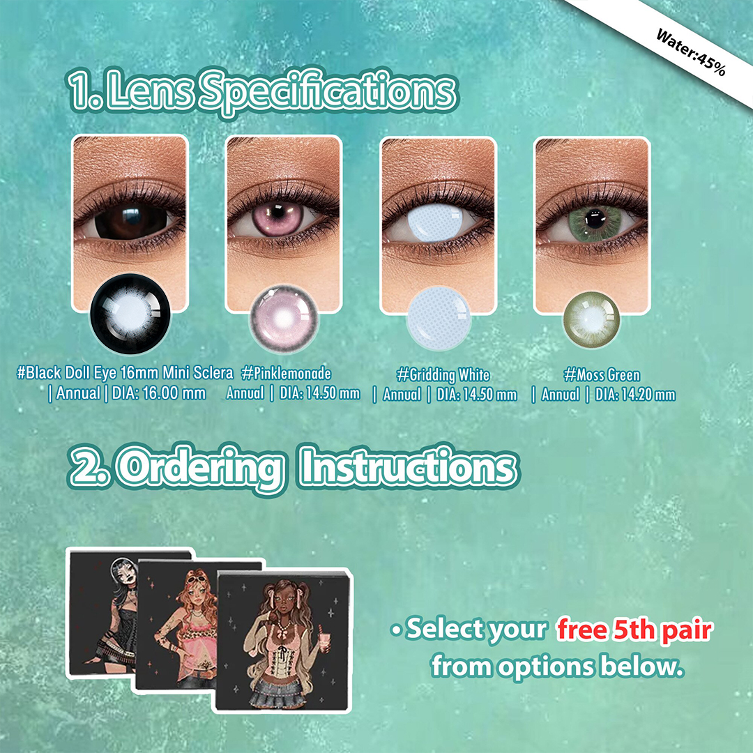 5 Pairs Dolly Bigger Eye Set | Black | Enlarge | 16mm (Customized✨)