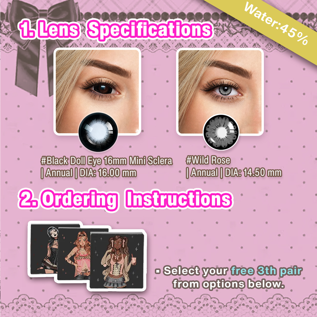 Back to School X 3 Pairs Black Bigger Eye Set | Bigger | 16mm (Customized✨)