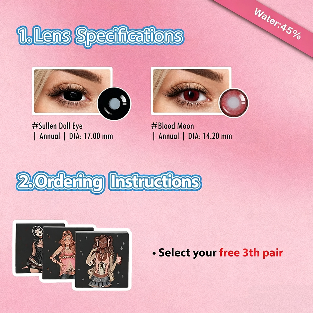 3 Pairs Red Dolly Eye 17mm Set | Enlarge (Customized✨)