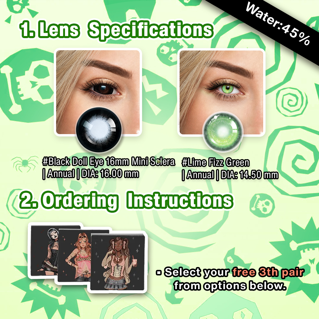 3 Pairs X Green Dolly Eye Set | Bigger (Customized✨)