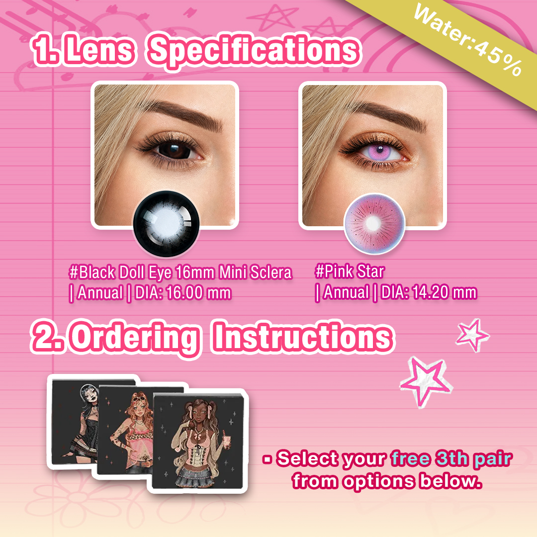 Back to School X 3 Pairs Pink Dolly Eye Set | 16mm (Customized✨)