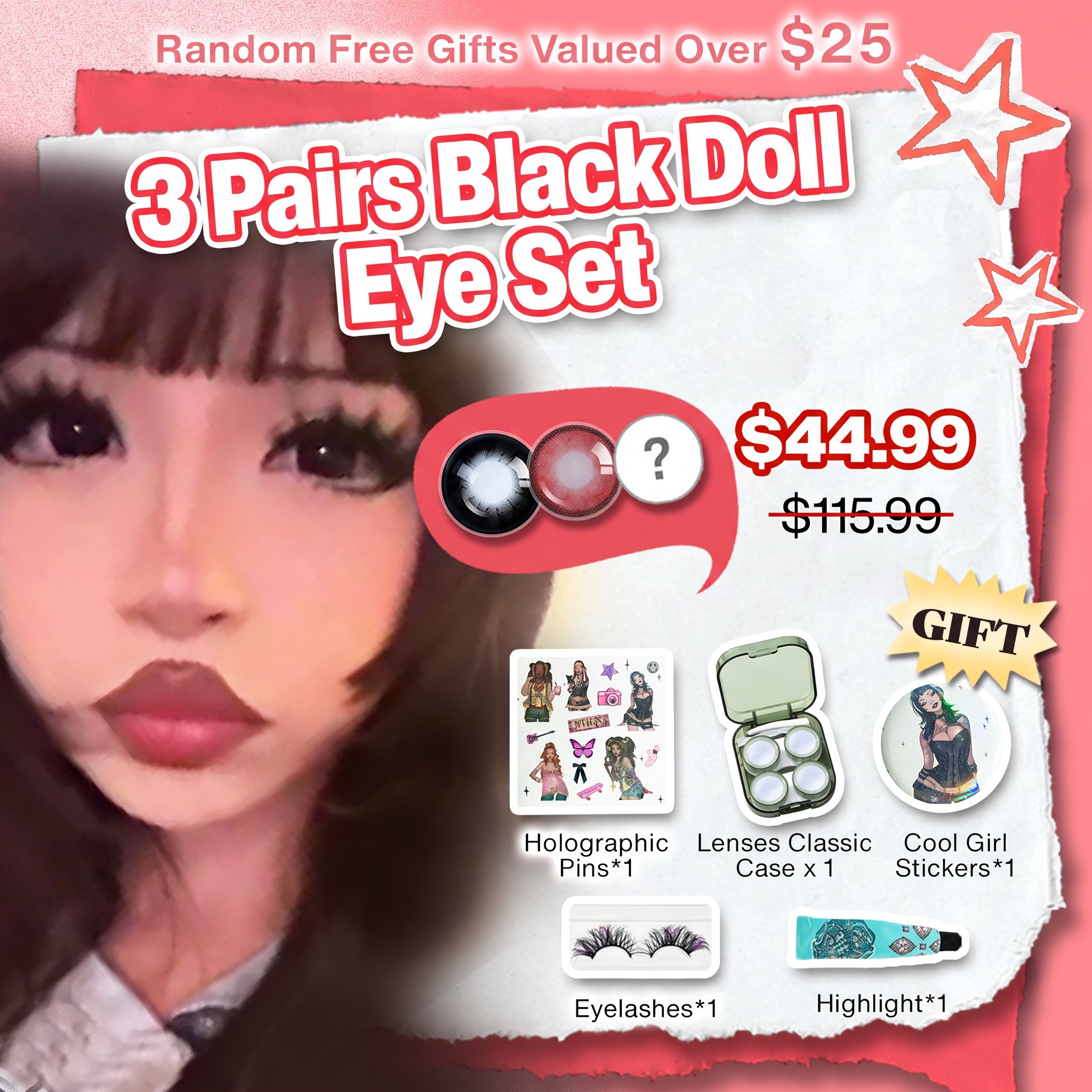 3 Pairs x Black Doll Eye Set l Black l Doll l 1 Year (Customized✨)