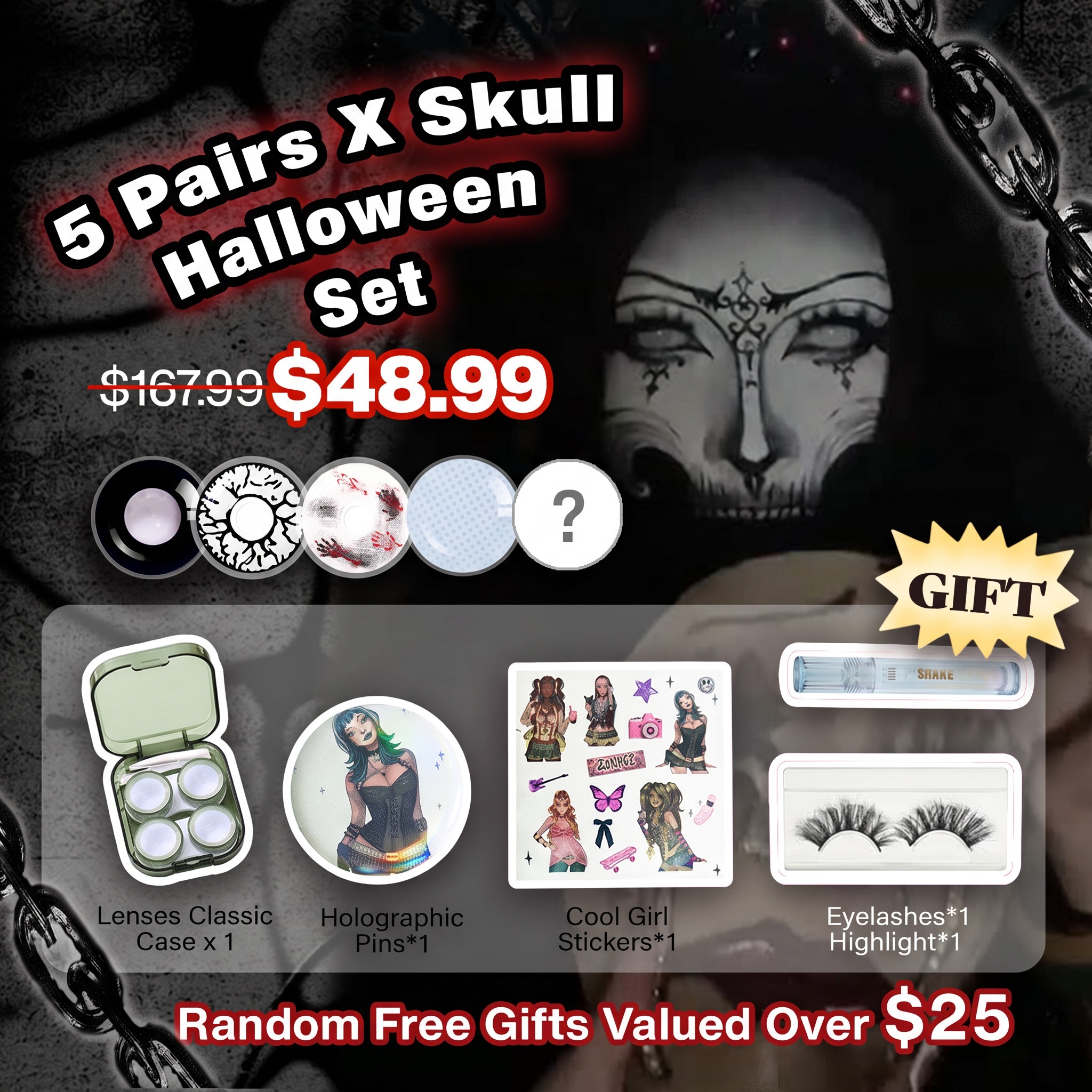 5 Pairs X Skull Halloween Set (Customized✨)