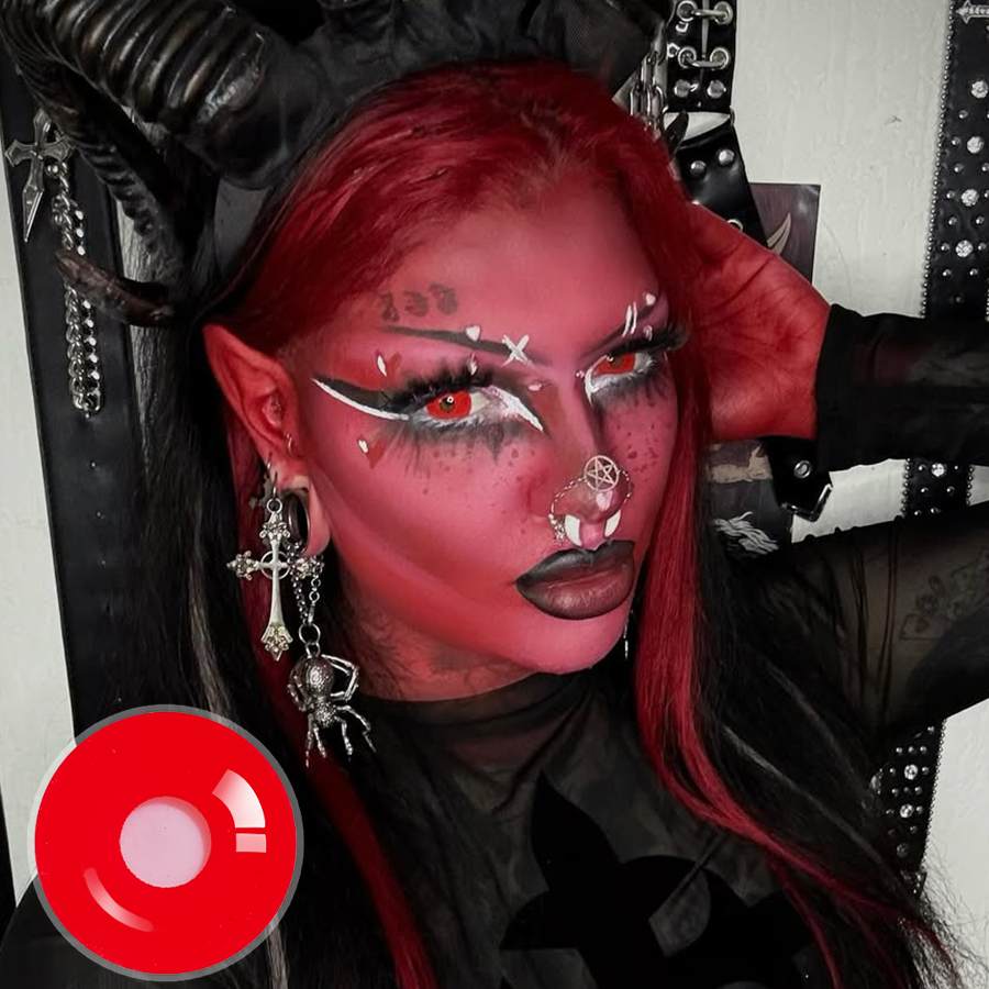 Xena's Red Demon Doll Eye Mini Sclera (Halloween) Contact Lenses (17MM)
